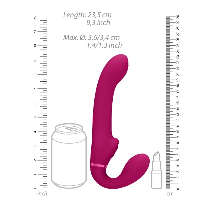 Wibrator strap-on z podwójną wibracją i technologią pulsacyjną, wodoodporny