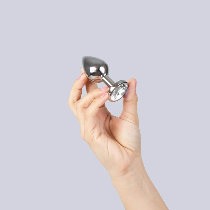 Metalowy korek analny z kryształem, ultragładkie aluminium, łatwe wprowadzenie, 92 g