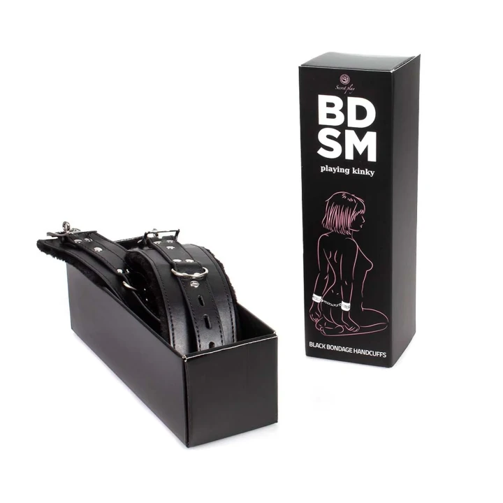 Kajdanki BDSM z syntetycznej skóry, regulowane, komfortowe z łańcuszkami srebrnymi