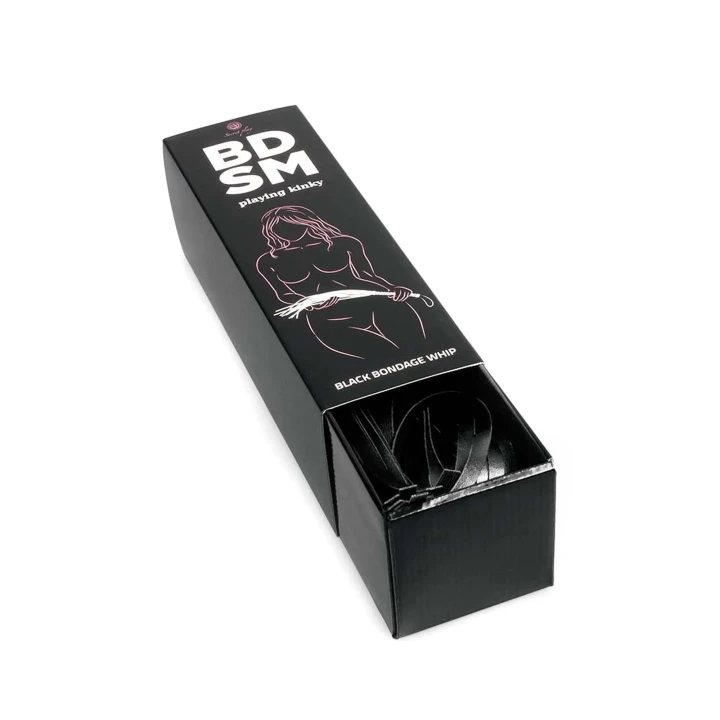 Pejcz BDSM - Czarny Skórzany Pejcz do Bondage, 44 cm, Elegancki i Wygodny