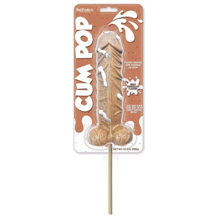 Lollipops o smaku mlecznej czekolady, długość 17 cm, brązowy kolor skóry