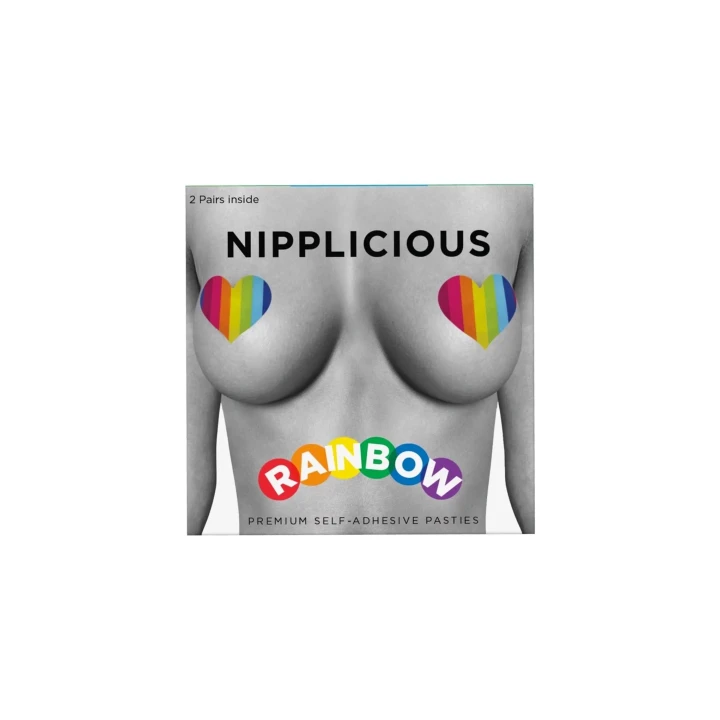 Pastylki do ciała w kształcie serca i ust, tęczowe, Nipplicious Rainbow Pasties