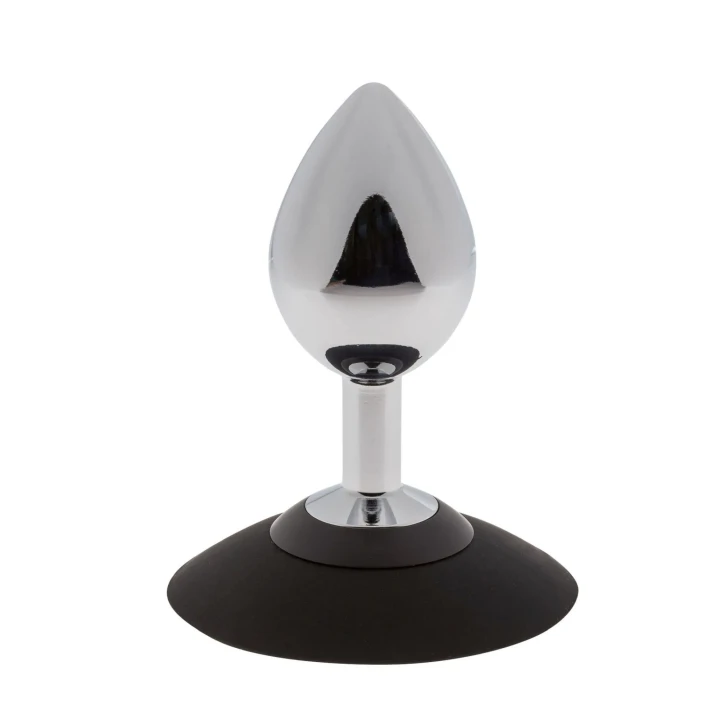 Analny korek z przyssawką, średni, chromowany, wykonany z aluminium MALESATION