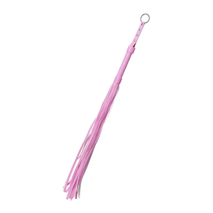 Flogger z PU skóry, różowy, 64 cm, elegancki akcesorium do zmysłowych zabaw