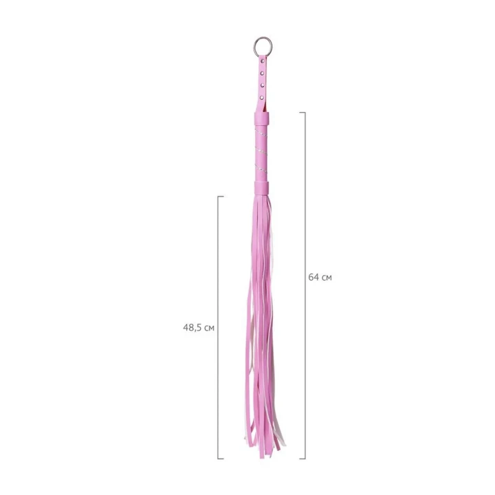Flogger z PU skóry, różowy, 64 cm, elegancki akcesorium do zmysłowych zabaw