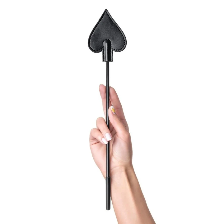 Bat BDSM Anonymo, 36 cm, czarny, PU leather, z drewnianym uchwytem