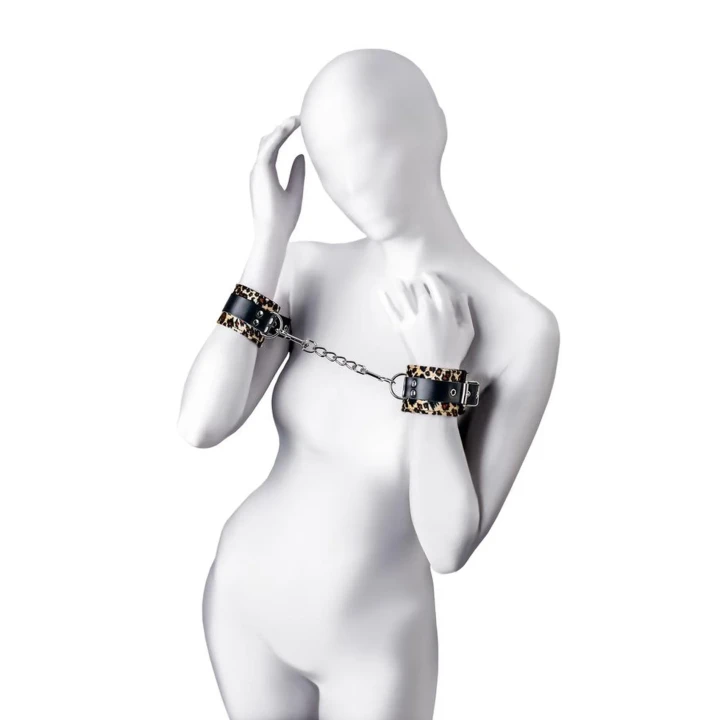 Kajdanki bondage Anonymo, skórzane PU, regulowane, 19.5 cm, komfortowe i bezpieczne