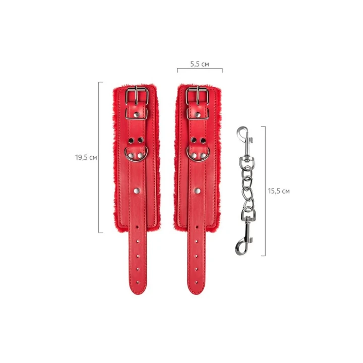 Anonymo handcuffs, PU leather, red, 27 cm