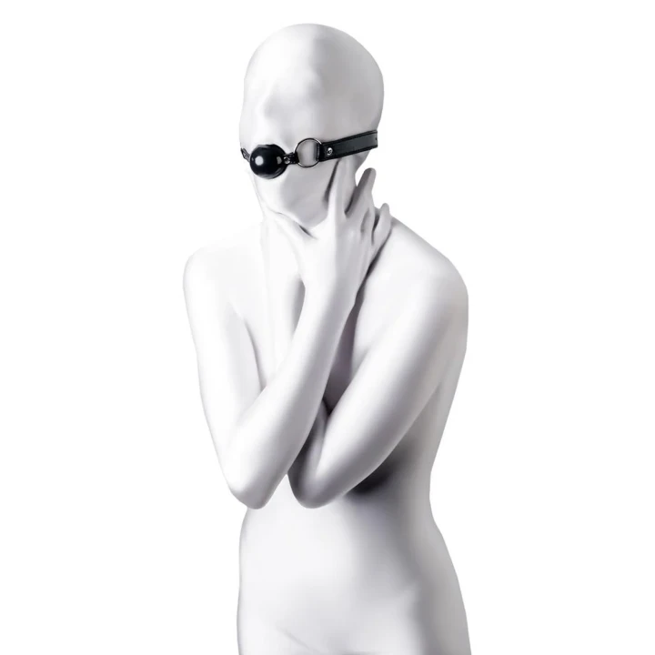 Gag BDSM, TPR, czarny, długość 64 cm, z metalowymi okuciami, uniwersalny rozmiar