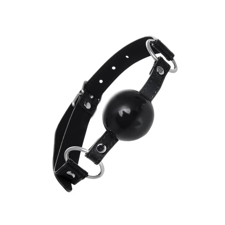 Gag BDSM, TPR, czarny, długość 64 cm, z metalowymi okuciami, uniwersalny rozmiar