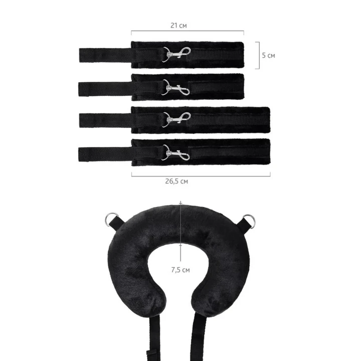 Pas do unieruchamiania Anonymo z poduszką, welurowy, czarny, 127 cm