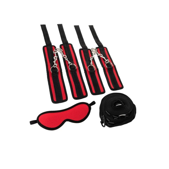 Zestaw do bondage Anonymo, czerwony, z akcesoriami dla entuzjastów BDSM