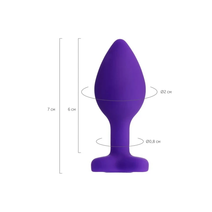 Korek analny dla początkujących w kształcie serca z diamentem, 7 cm, fioletowy