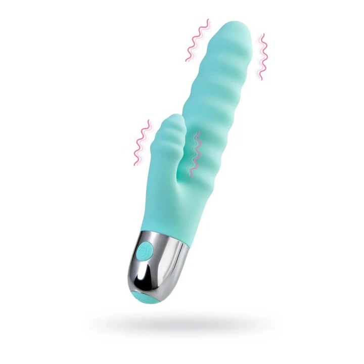 Wibrator relaksacyjny z stymulacją łechtaczki Flovetta Flax, silikon, miętowy, 17,5 cm