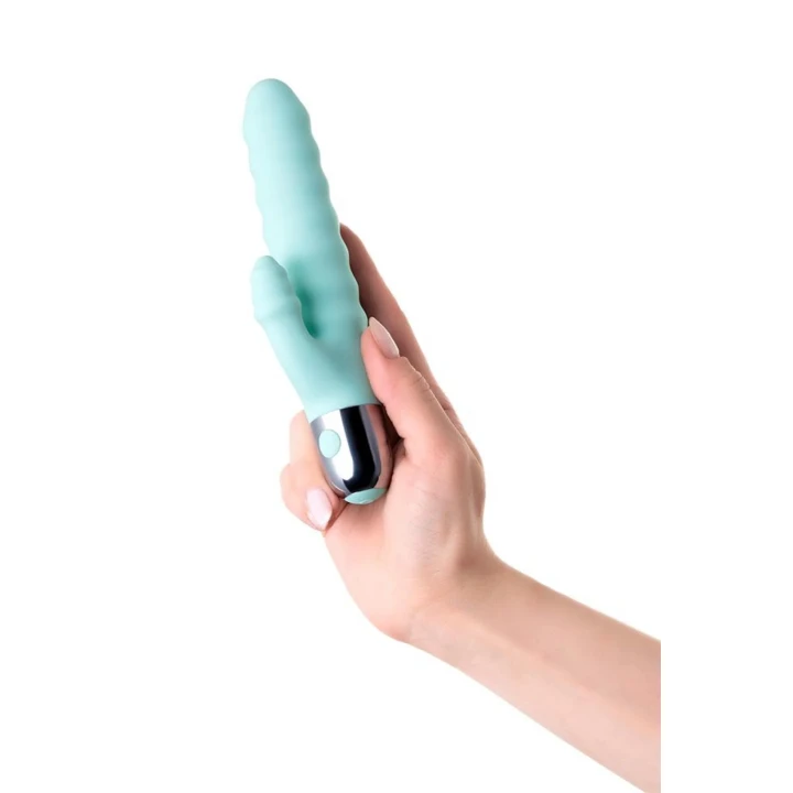 Wibrator relaksacyjny z stymulacją łechtaczki Flovetta Flax, silikon, miętowy, 17,5 cm