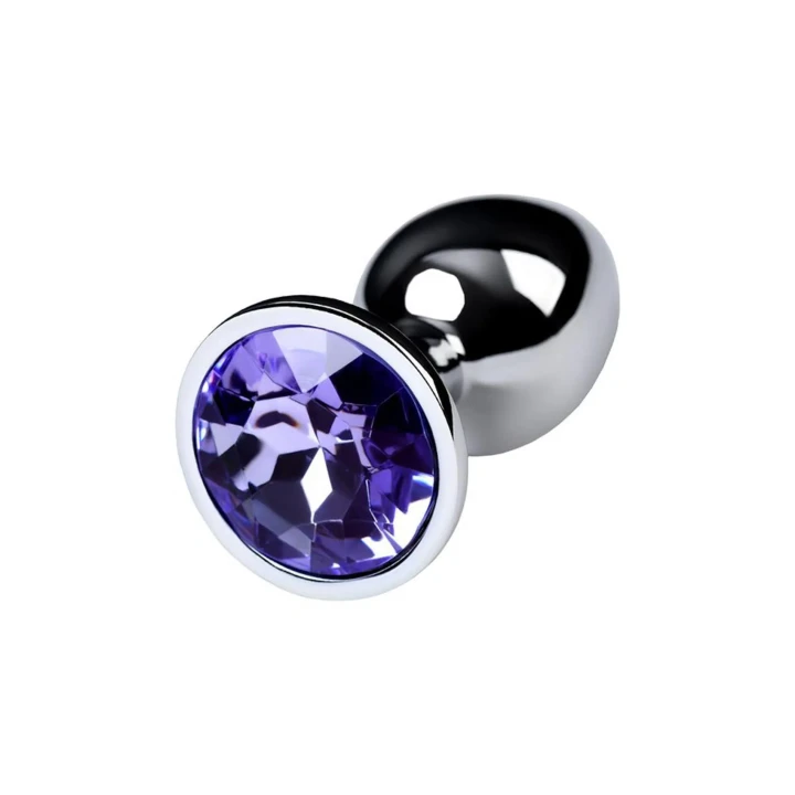 Silver anal plug with gem, blue
