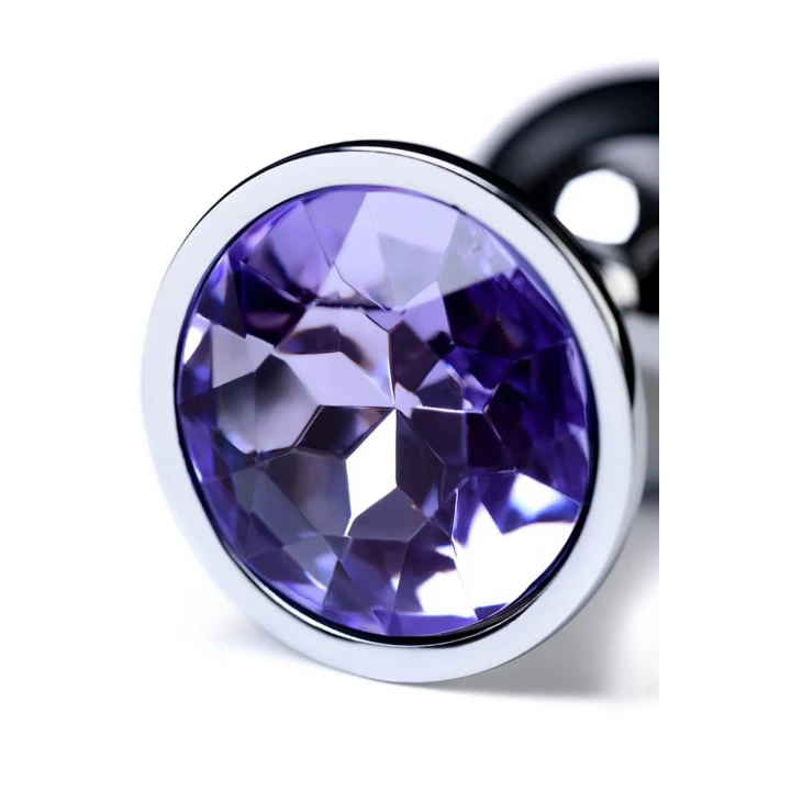 Silver anal plug with gem, blue