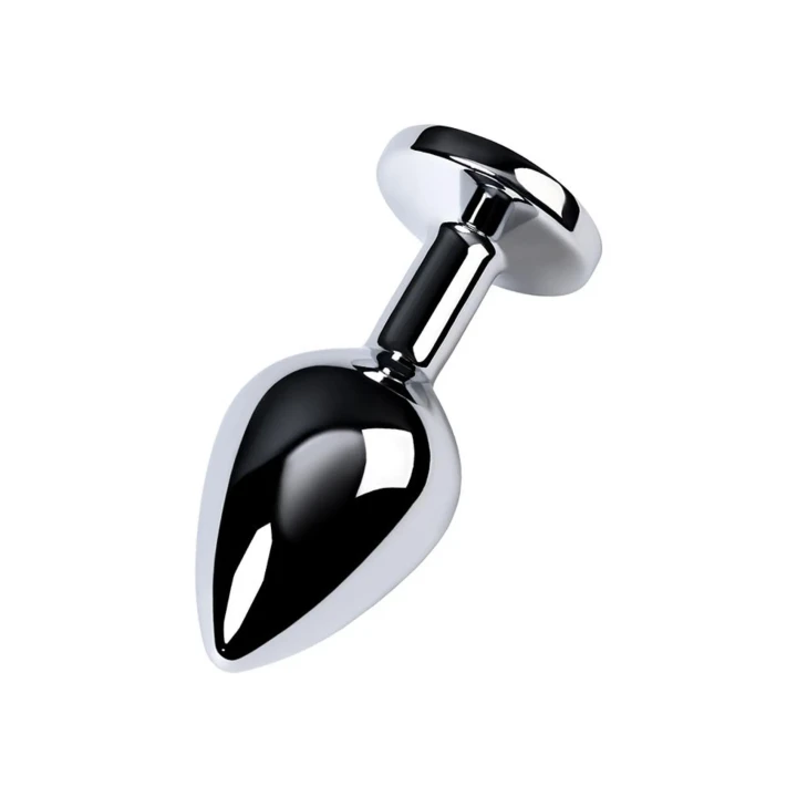 Srebrny korek analny TOYFA Metal z ametystowym kryształem, 8 cm długości, 3,4 cm średnicy