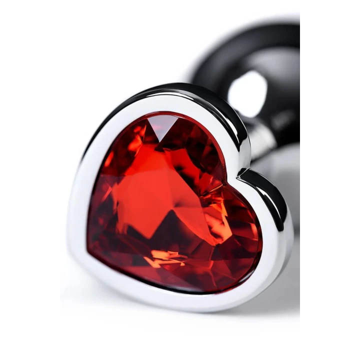 Korek analny srebrny z serduszkowym różowym kryształem, długość 7 cm, średnica 2,7 cm