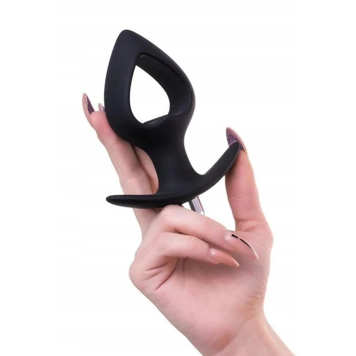 Wibrujący korek analny TOYFA POPO Cordis M, silikonowy, kształt serca, czarny