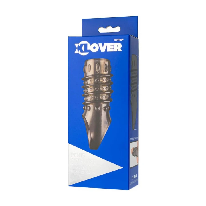 ToyFa XLover, Penis sleeve, for enlargement, TPE, transparent black, 10,5 cm