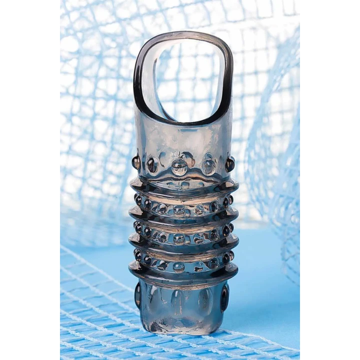 ToyFa XLover, Penis sleeve, for enlargement, TPE, transparent black, 10,5 cm