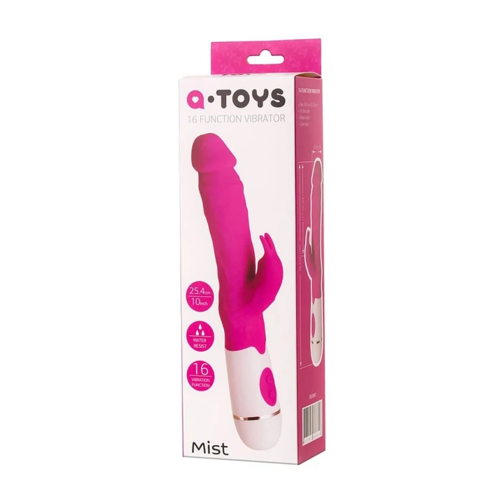 Wibrator silikonowy A-Toys Mist, anatomiczny, różowy, 25,4 cm, 16 trybów wibracji