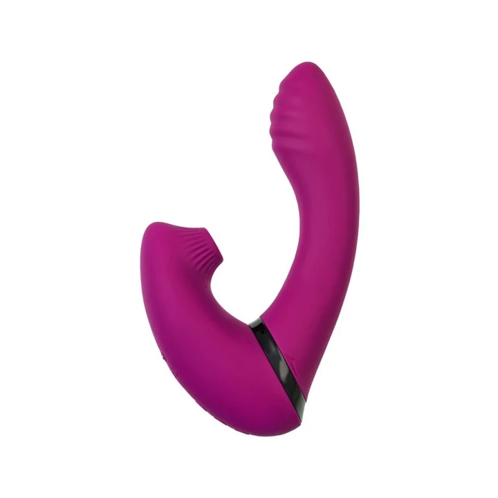 Wibrator ze stymulatorem łechtaczki JOS Spin, silikonowy, fioletowy, 23 cm, 7 trybów wibracji