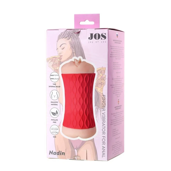 Dwustronny masturbator JOS NADIN, TPR, realistyczny, 14,5 cm, z unikalnymi teksturami