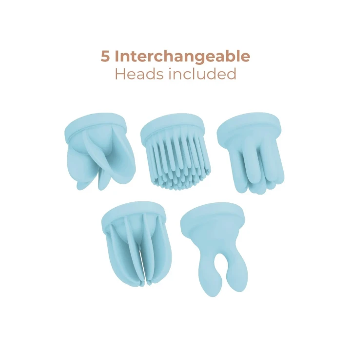 Masażer wibracyjny AD.Caress Blue z rotacją, 10 trybów, 5 wymiennych głowic