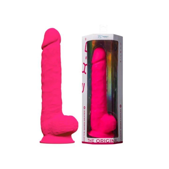 Realistyczne dildo silikonowe (38 cm) z przyssawką, różowe
