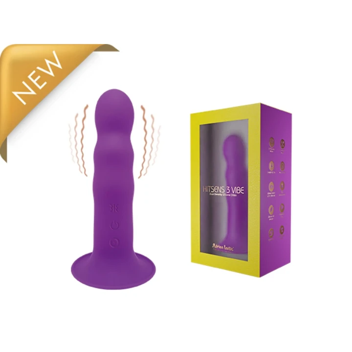 Wibrator A.D. Hitsens 3, 7 cali, fioletowy, z 10 trybami wibracji, silikoniowy