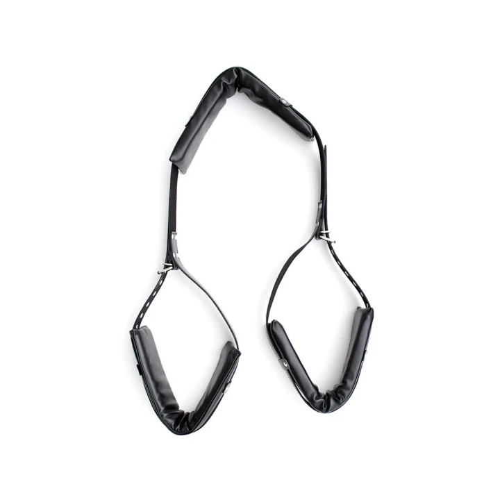 Zestaw ograniczeń do BDSM z regulowanym pasem na szyję i uda, czarny