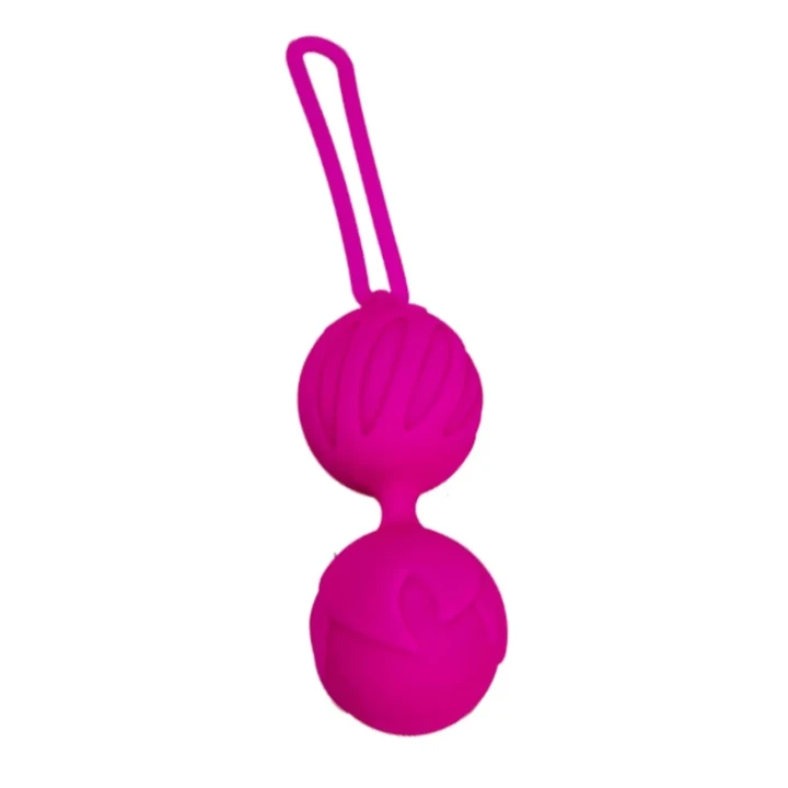 Kulki dopochwowe stymulujące Lastic Ball Mini w kolorze magenta, silikon medyczny