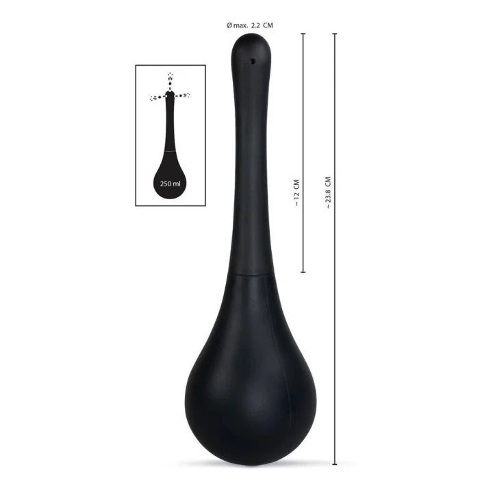 Prysznic analny Rebel Black 200 ml z wyjmowaną końcówką, silikonowy i bezpieczny dla zdrowia