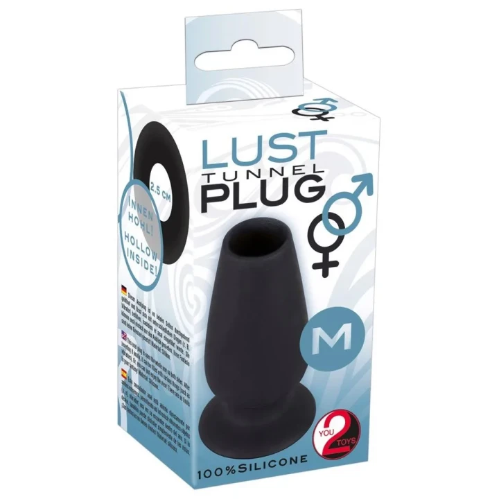 Zaawansowany korek analny Lust Tunnel Plug M z silikonową powłoką, 10 cm długości