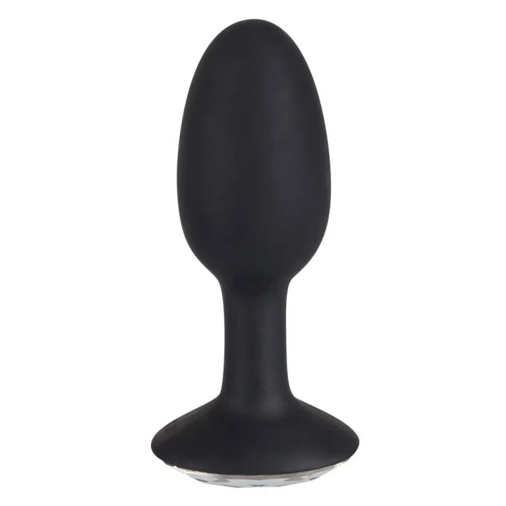 Elegancka zatyczka analna z diamentowym wykończeniem, silikonowa, 8,5 cm, czarna