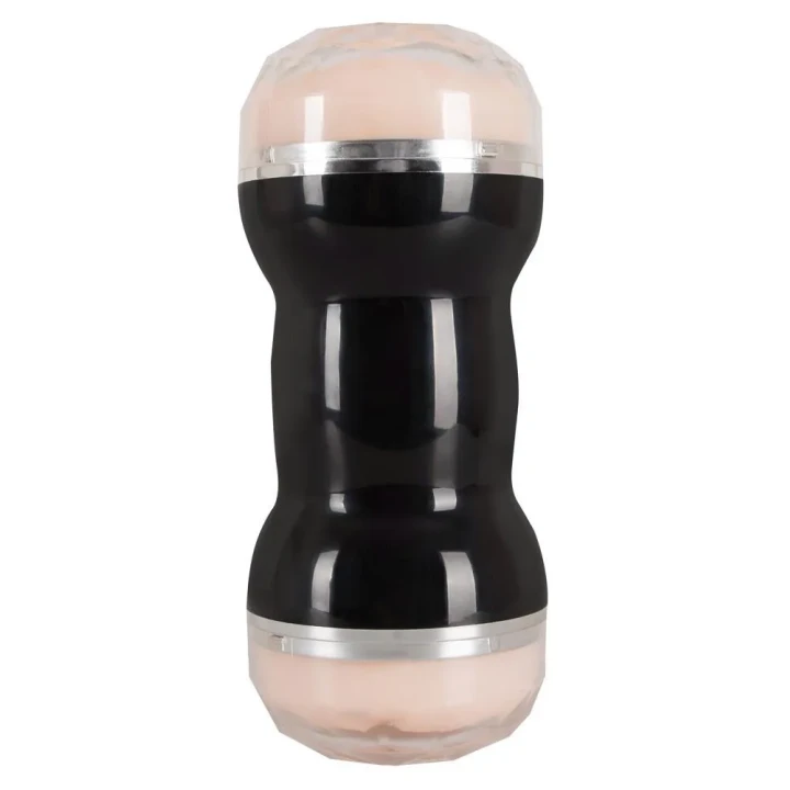 Podwójny masturbator o innowacyjnym wzornictwie, długość 20 cm, różne formy stymulacji