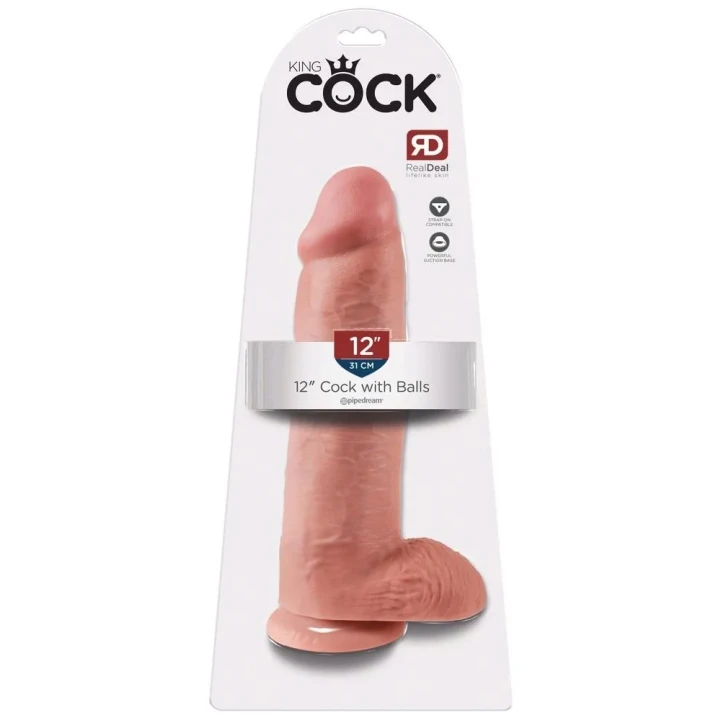 Dildo realistyczne z jądrami, 30,5 cm, wykonane z PVC, King Cock