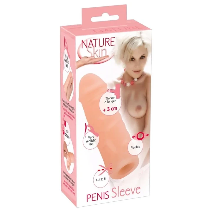 Osłona penisa Nature Skin Sleeve z TPR, długość 15,5 cm, realistyczne odczucie