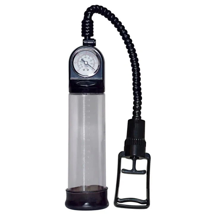 Pompka do penisa Deluxe z przezroczystym cylindrem, regulatorem ciśnienia, 30 cm