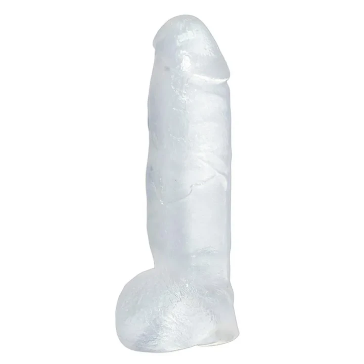 Przezroczysty dildo o dużych wymiarach, 23 cm długości i 5 cm średnicy