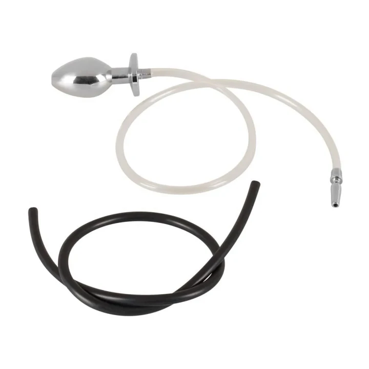 Stymulator cewki moczowej z analnym korekiem, stal nierdzewna, długość 76 cm