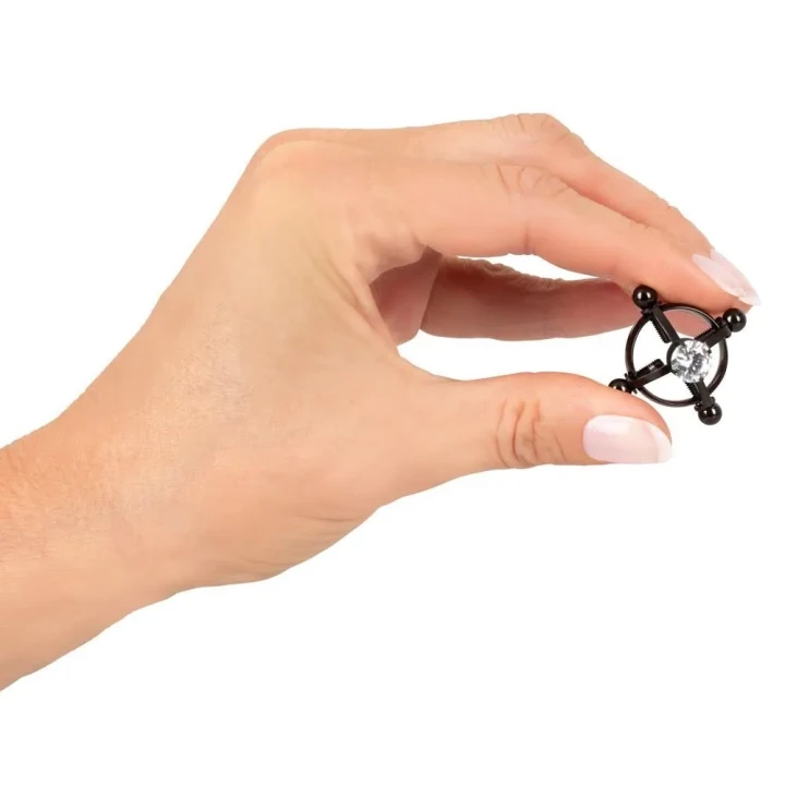 Zaciski na sutki z odpornej stali z akrylowymi kamieniami szlachetnymi, regulowane