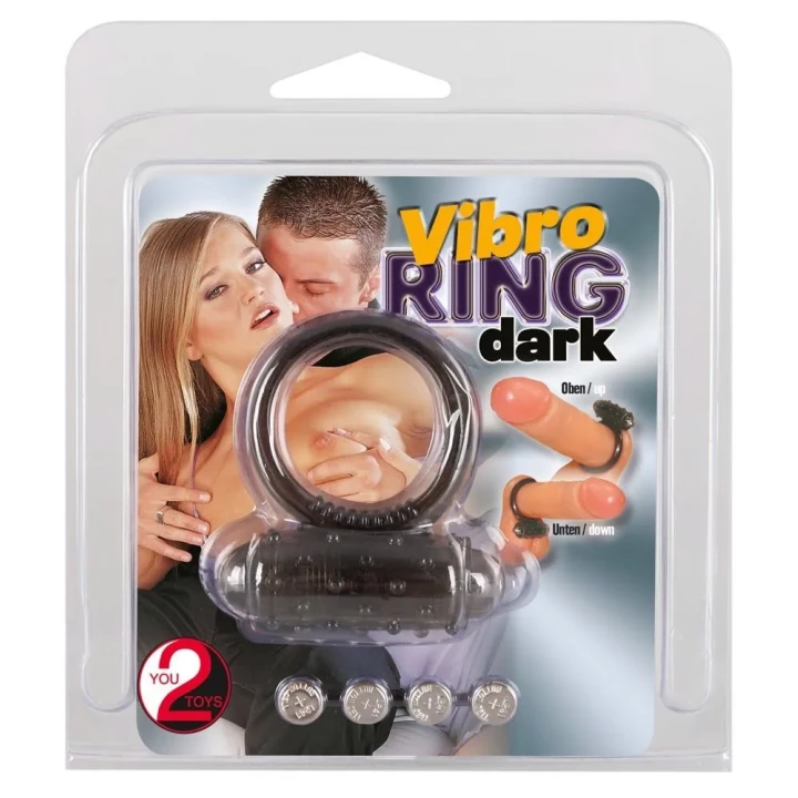 Pierścień wibracyjny do erekcji Vibro Ring Dark z wyjmowanym mini wibratorem
