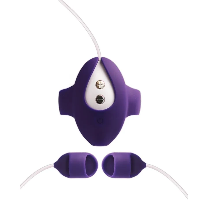 Wibrator z podwójnymi końcówkami wibracyjnymi, elastyczny, silikonowy, 27,5 cm, purpurowy