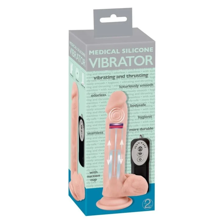 Wibrator medyczny silikonowy z funkcją thrusting, 8 trybów wibracji, 21 cm