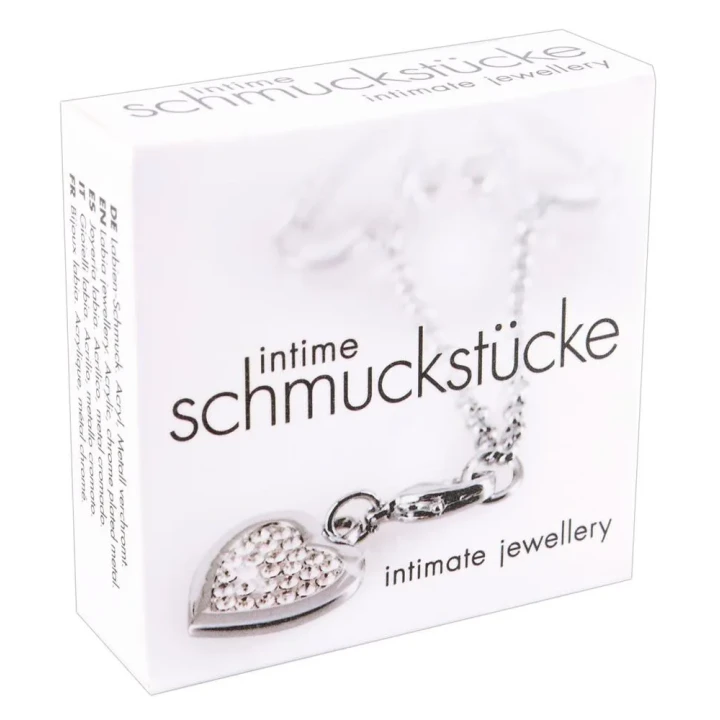 Naszyjnik intymny w kształcie serca z chromowanego metalu i akrylu, elegancki dodatek