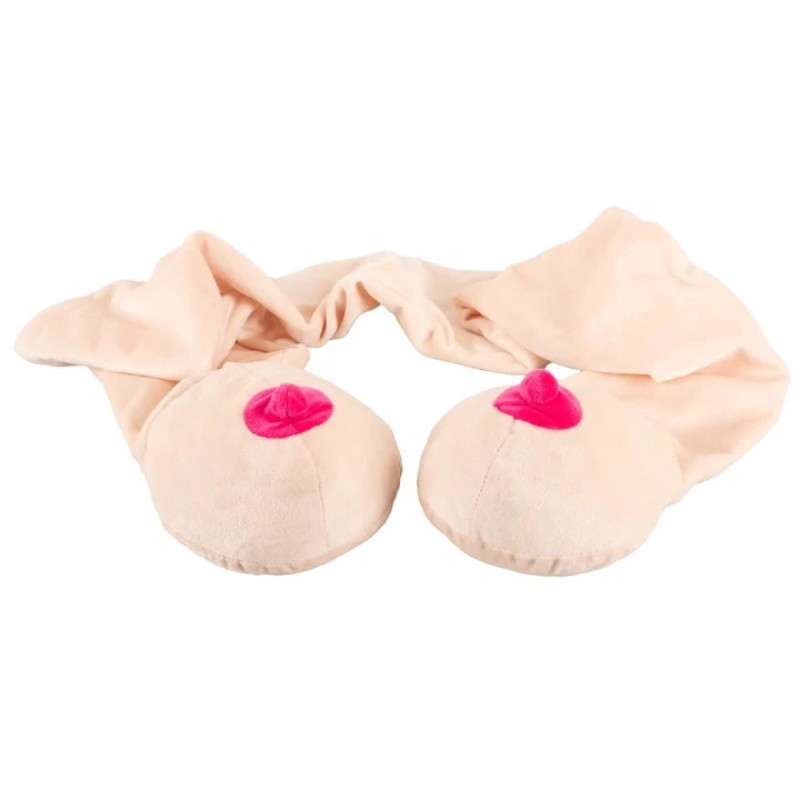 Zabawny pluszowy szalik z piersiami idealny na imprezy tematyczne i wieczory panieńskie