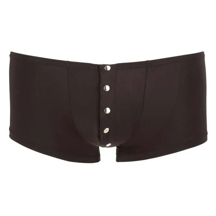 Eleganckie męskie spodnie M w kolorze czarnym z granatowymi mankietami i srebrnymi zatrzaskami